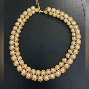 RICHELIEU pearls gold vintage collar checker adjustable necklace double strand
